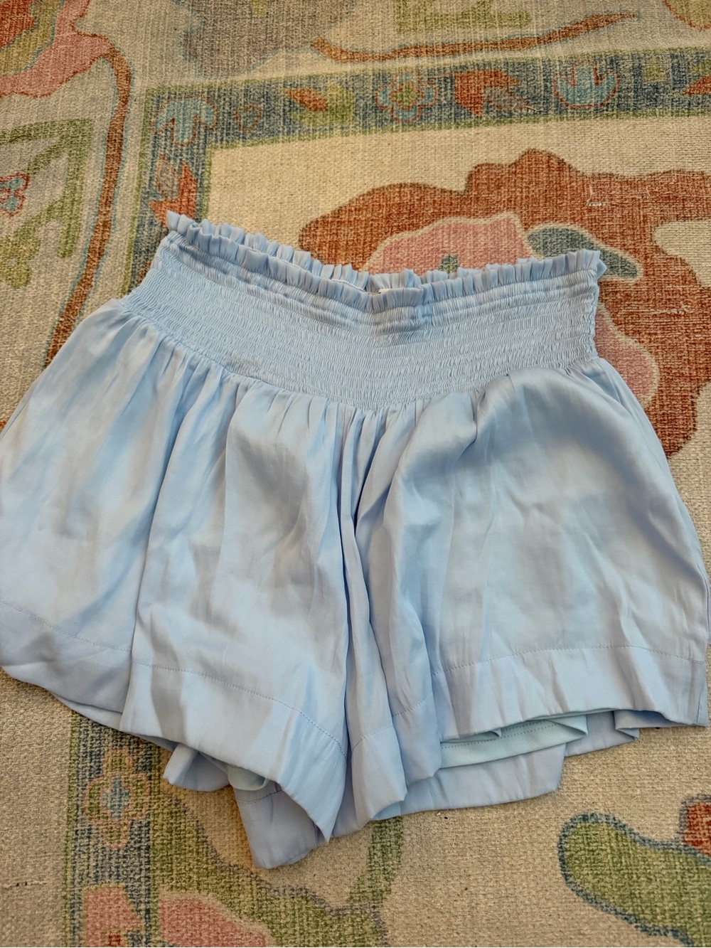 Light Blue Women's Smocked Waist Shorts